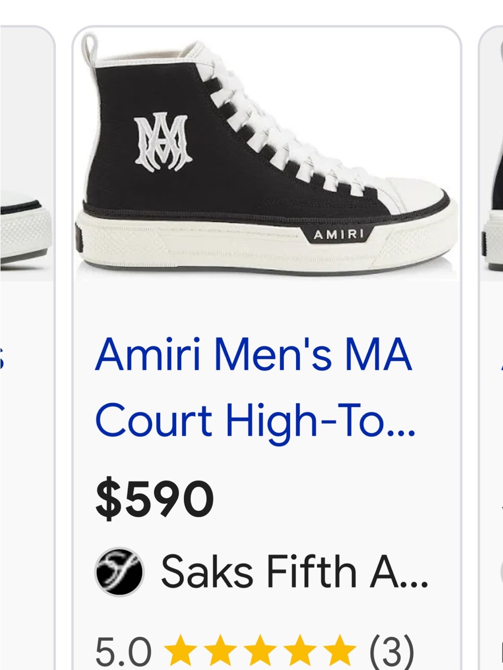 AMIRI Black and White High-Top Canvas Sneaker